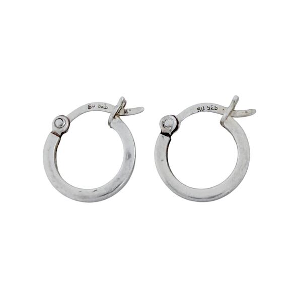 Estate Sterling Silver 925 Classic Hoop Earrings - Picture 3 of 7